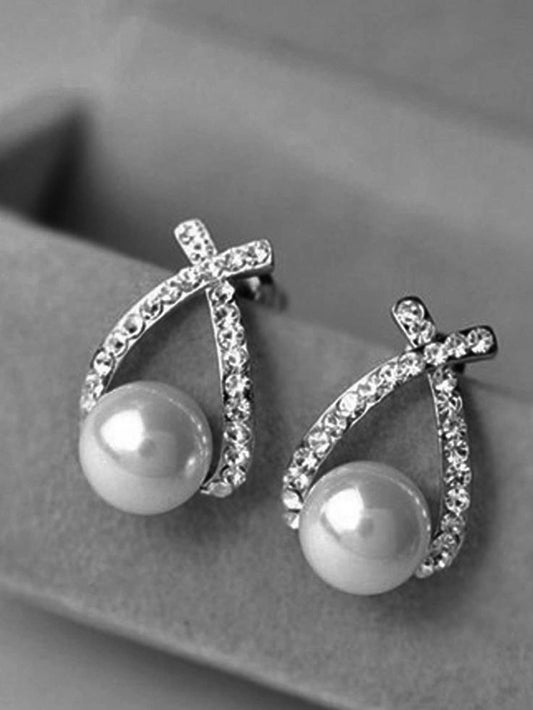 Cross Pearl Earrings